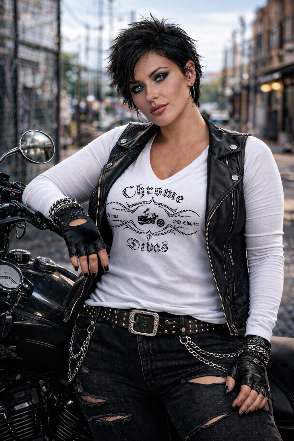 Ladies Long Sleeve V-Neck